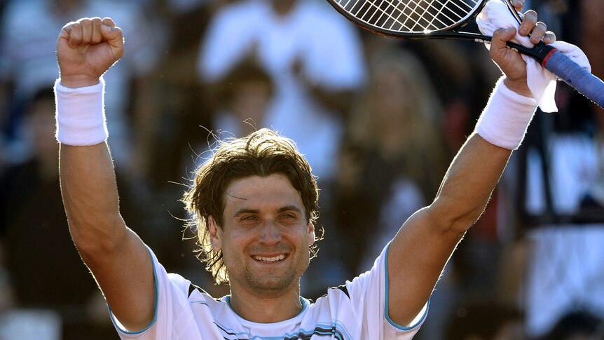 David Ferrer celebrates winning in Buenos Aires