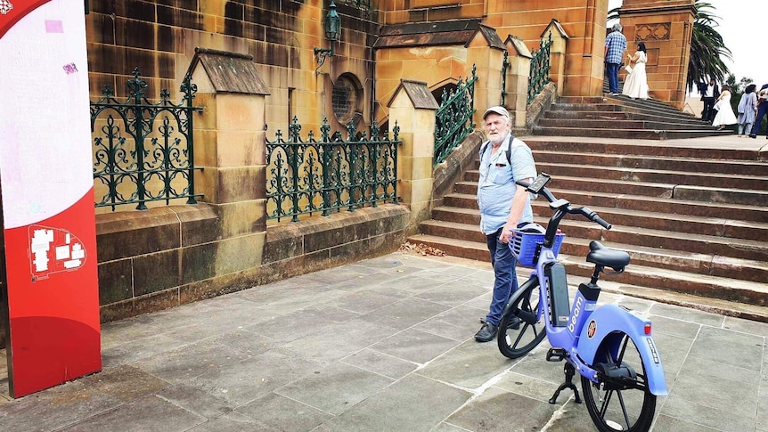 Ballarat victim survivor Paul Auchettl outisde St Marys Cathedral in Sydney