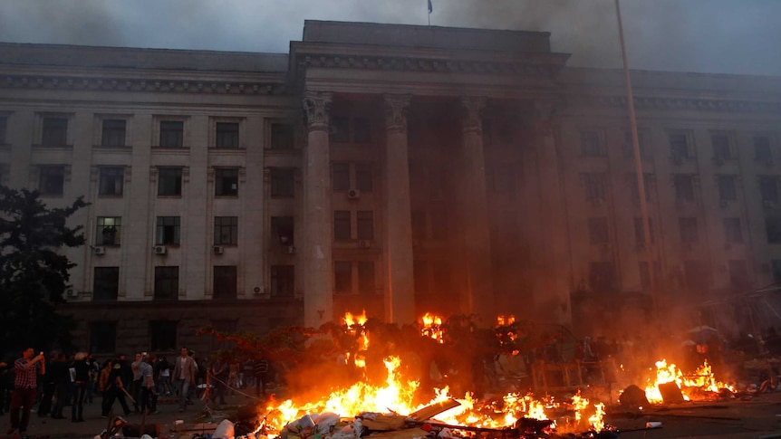 Ukraine trade union building fire kills at least 30 people