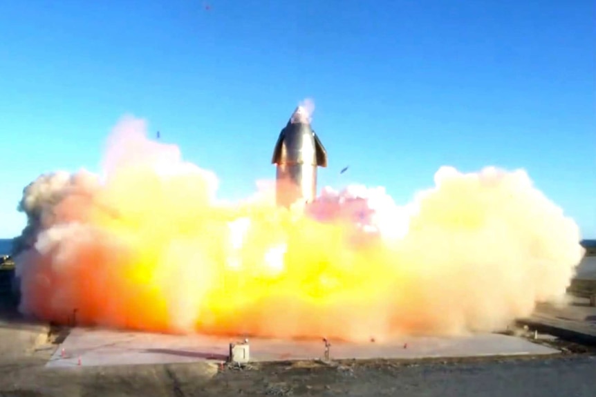 a rocket is engulfed in flames