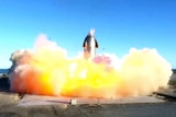 a rocket is engulfed in flames