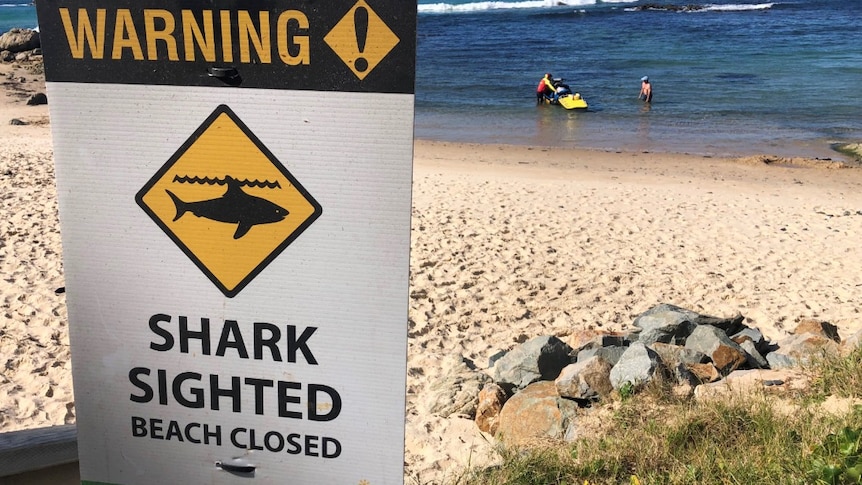 A sign at a beach.