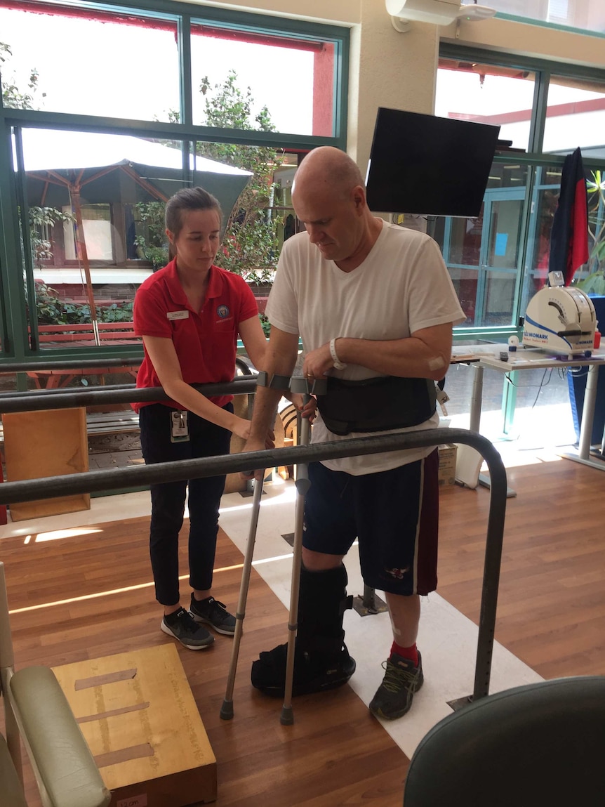 Paul Walker in physical rehabilitation at Sydney's Prince of Wales Hospital.