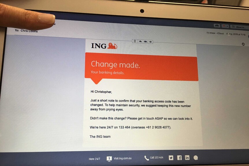 An email on a computer screen.