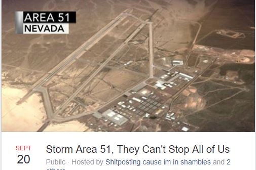 A screengrab of the Storm Area 51, They Can't Stop All of Us Facebook page