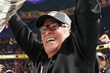 Las Vegas Knights owner Bill Foley lifts the Stanley Cup after his team won the NHL Finals.