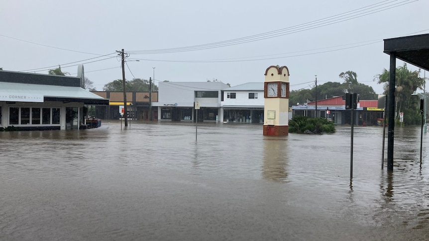 Byron Bay’s CBD under water for many hours as destructive flash flooding hits northern NSW