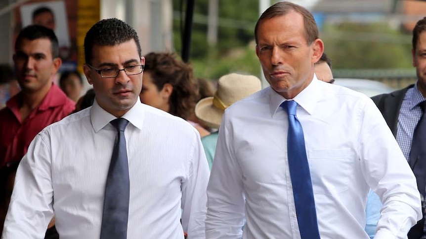 Tony Abbott (right) and Nickolas Varvaris