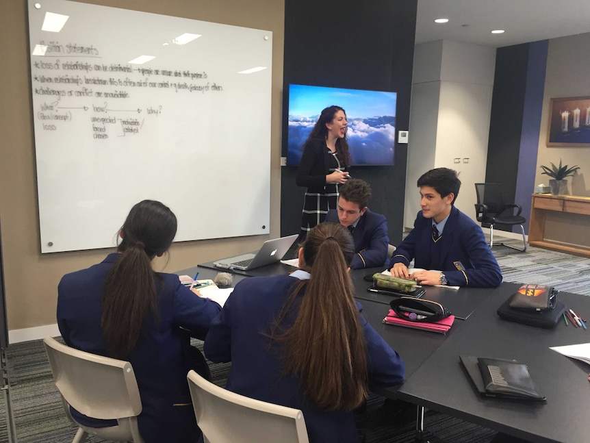 Students at a year 9 English class at Gilroy Catholic College in Castle Hill, in Sydney's west.