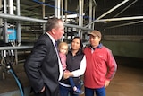 Barnaby Joyce with dairy farmers in Shepparton