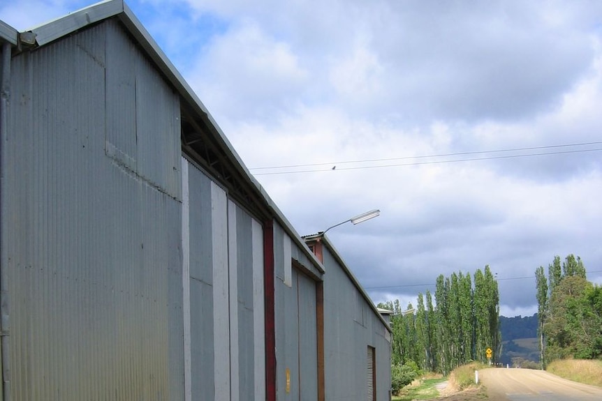 The Hazell's packing sheds on the road to their farm near Judbury in the Huon Valley