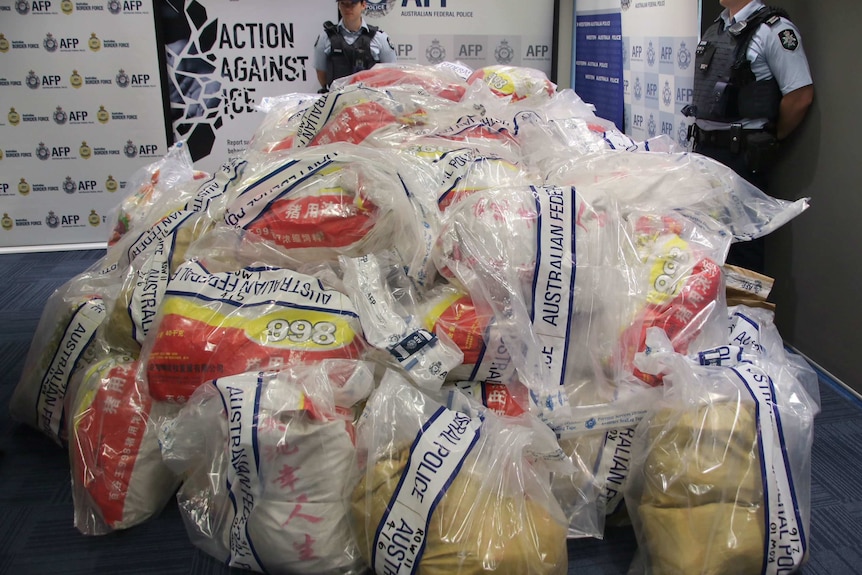 Australian Federal Police stand behind 1.2 tonne of methamphetamine seized off the WA coast.