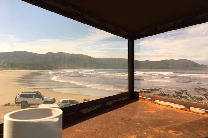 View from a toilet at Cloudy Bay on Bruny Island