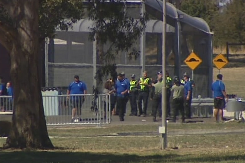 Police gather at the Malmsbury Youth Detention Centre