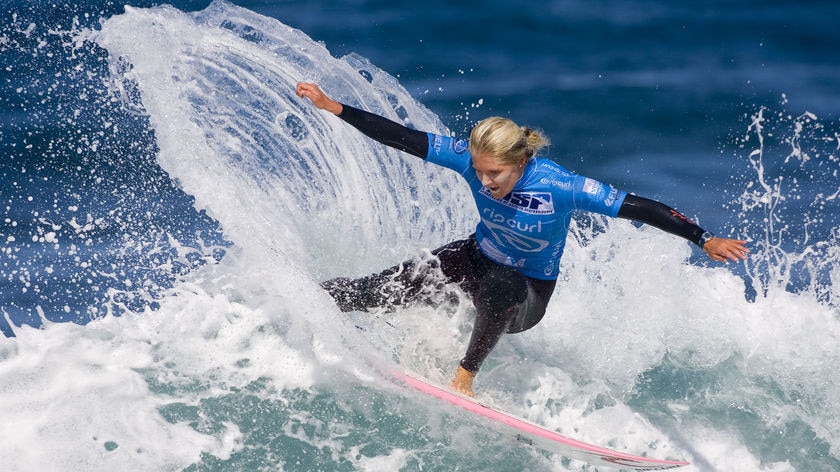 Stephanie Gilmore surfs at Bells Beach