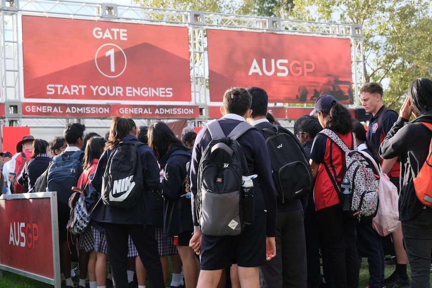 People queued up at the gates of the Australian Grand Prix.