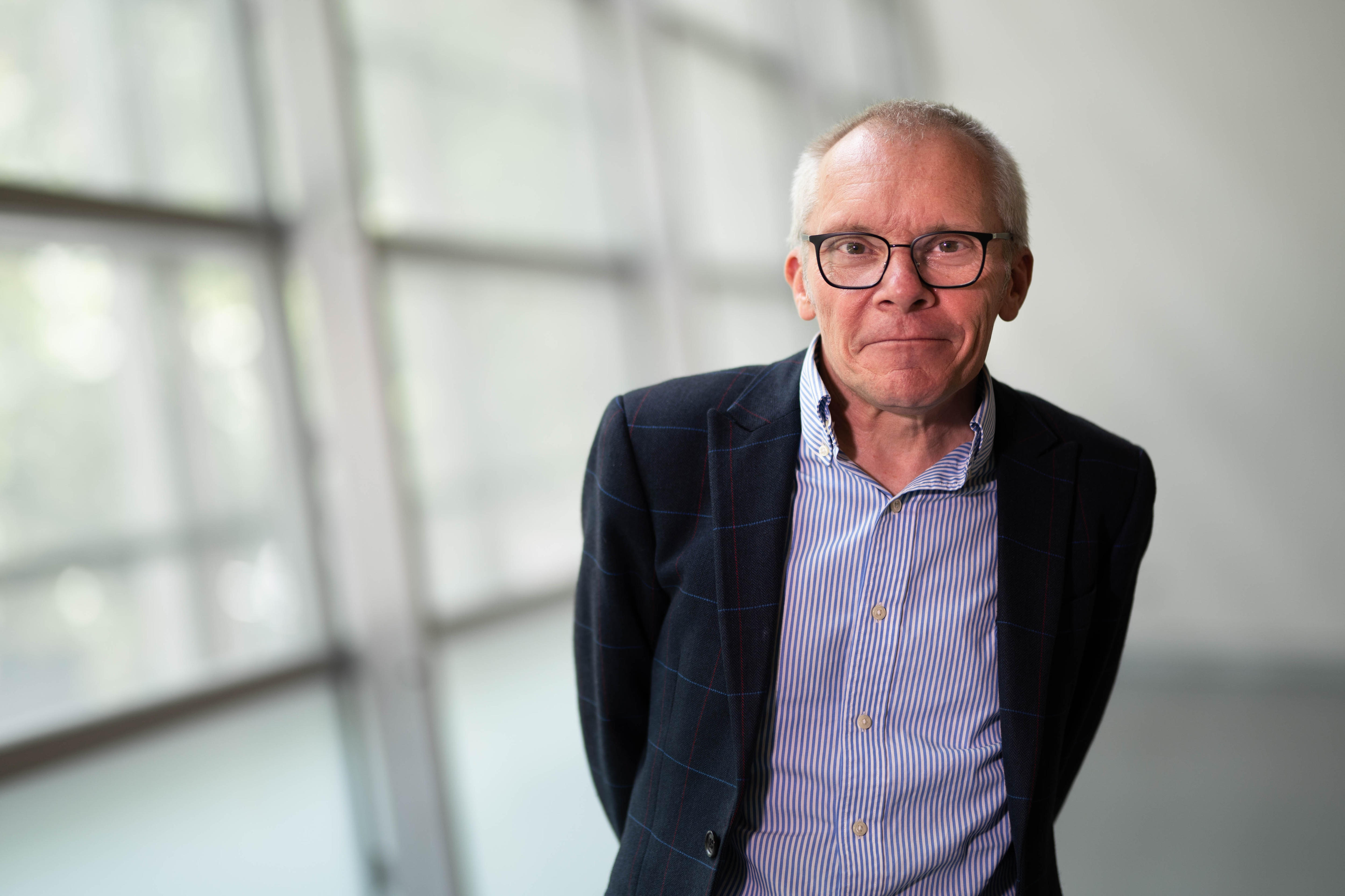 Australian economist Sean Turnell looking at the camera after an interview