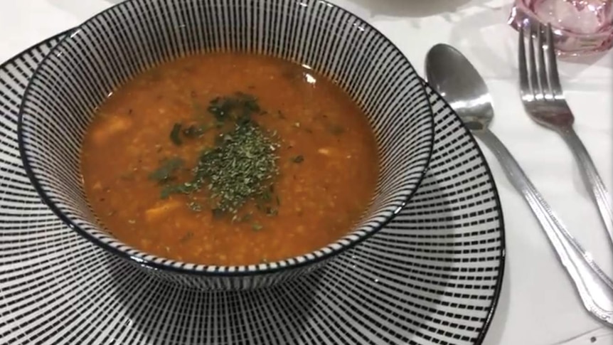 Chorba in a bowl for a story about foods Muslim Australians eat during Ramadan