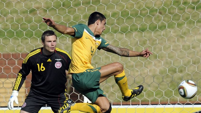 Ready to go: Tim Cahill and fellow Socceroos star Harry Kewell are fit to face Germany.