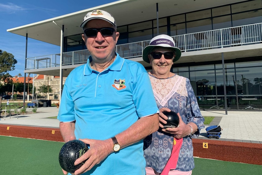 Keith Bowden and Chris Jackson at the Fremantle Bowling Club.