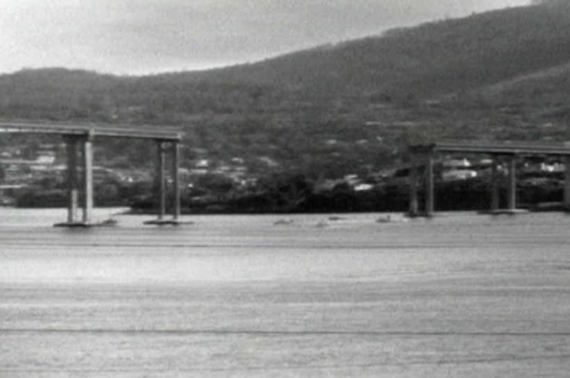 The Tasman Bridge the day after the Lake Illawarra crashed into it.
