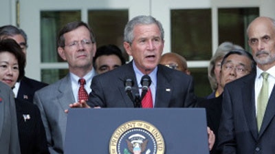George W Bush says the US needs to know where the Katrina response failed to ensure it is ready for a possible WMD attack. (File photo)