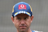 Ricky Ponting tested out his fractured finger at training in Melbourne.