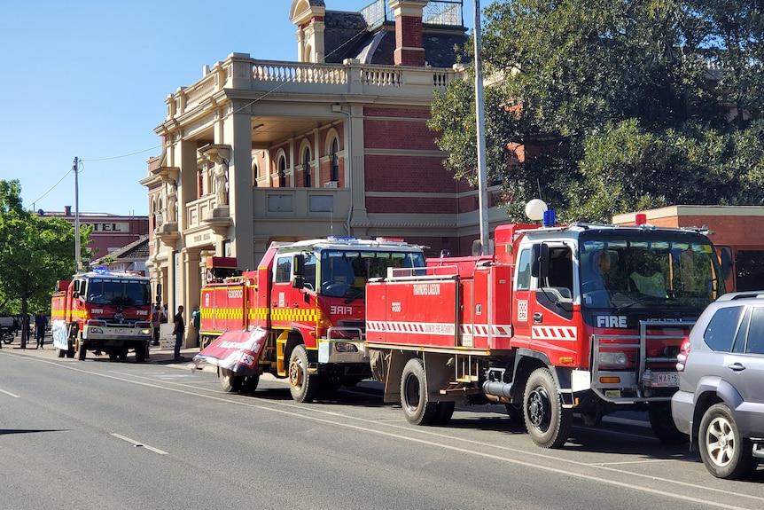 fire trucks parked outside the St Arnaud hall