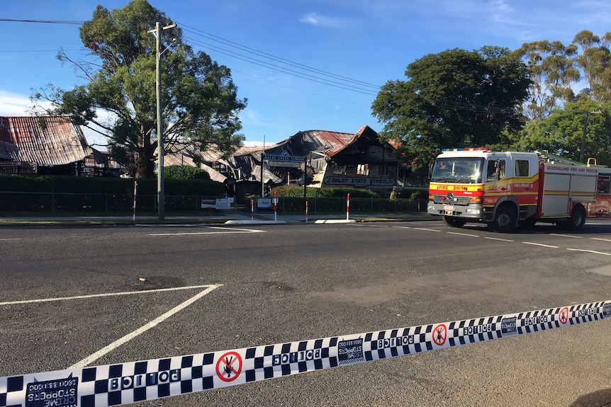 The Dalby state school was declared crime scene after an overnight fire.