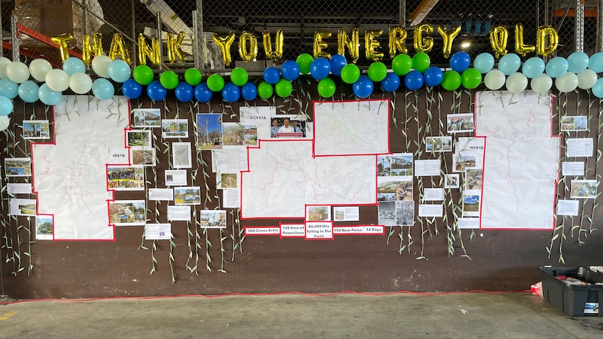 A display with balloons reads "thank you energy Qld"