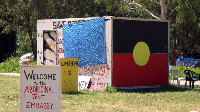 Aboriginal Tent Embassy Canberra opposite old Parliament House