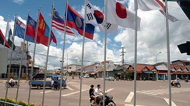 Flags of member countries of the Association of Southeast Asian Nations.
