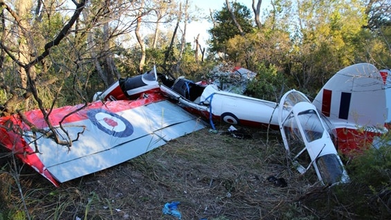 Light plane wreckage in Coffs Harbour, June 2014