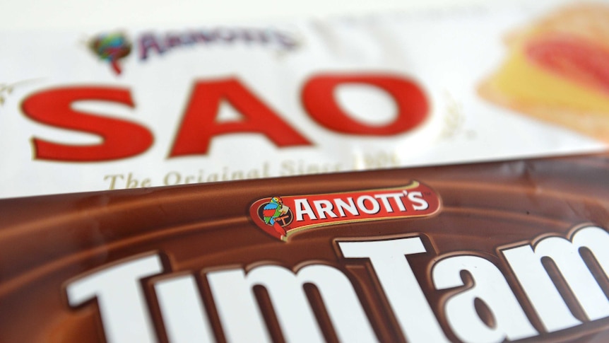 Close-up pic of Arnott's Tim Tam and Sao biscuits