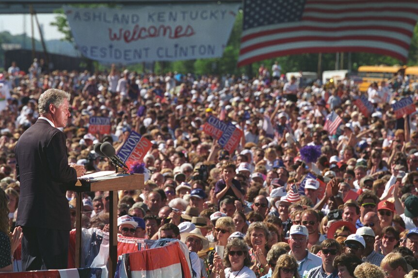 Bill Clinton  at a presidential election rally in Ashland, Kentucky