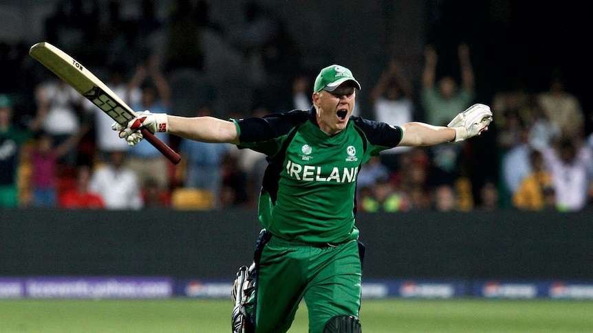 Flying high: Kevin O'Brien's second 50 came off just 20 deliveries.