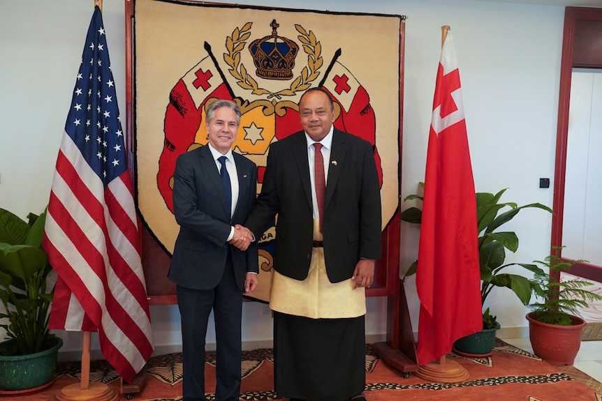 Antony Blinken with Tongan prime minister Siaosi Sovaleni 