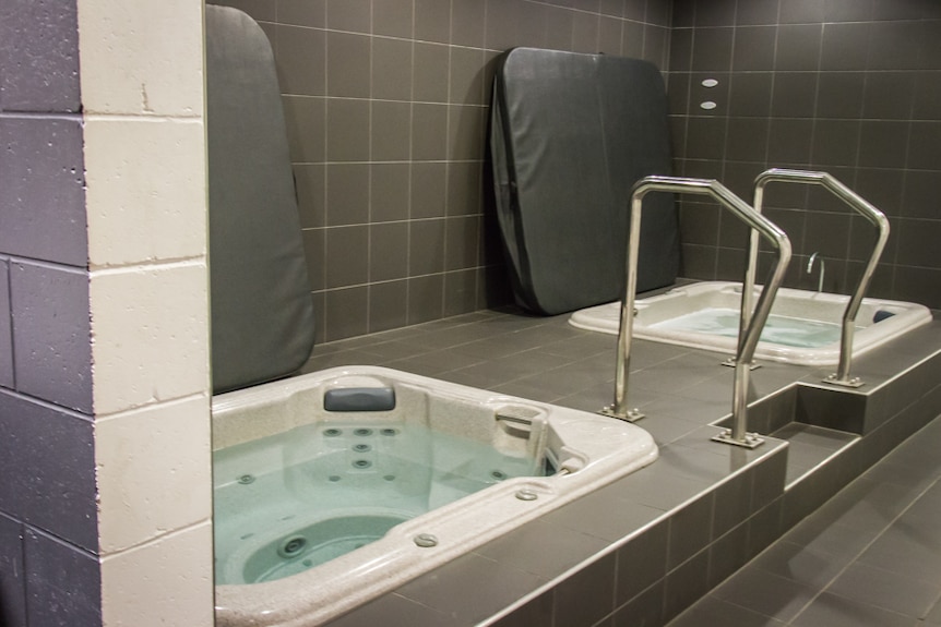 Spa baths are part of the dressing room for players to recover in post game.
