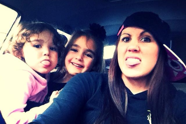 Amy Wensley with her two daughters.,