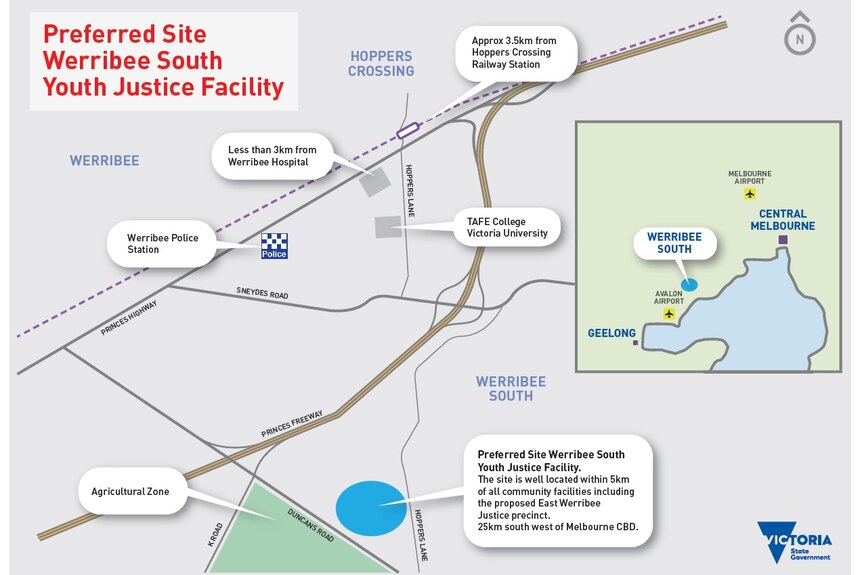The proposed site of a new youth justice centre, just off the Princes Freeway in Werribee South.