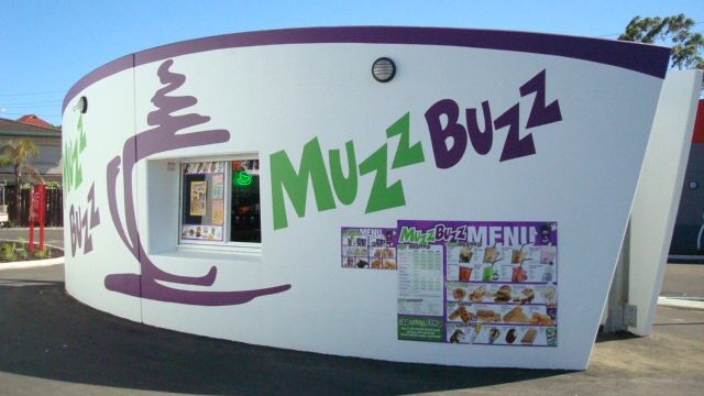 A drive-through Muzz Buzz coffee store.