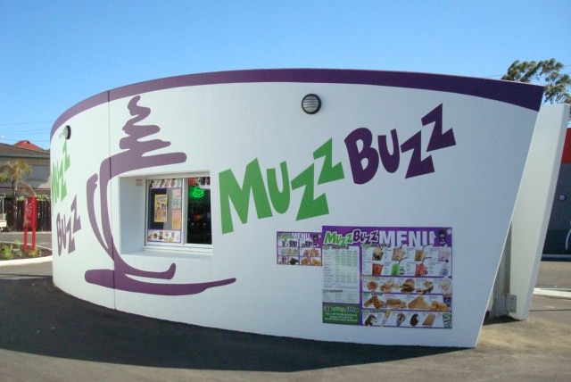 A drive-through Muzz Buzz coffee store.