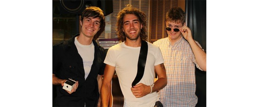Tom and Alex in the Like A Version studio with Matt Corby, January 2012