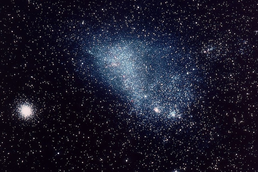 Small Magellanic Cloud (on the right) and 47 Tucanae