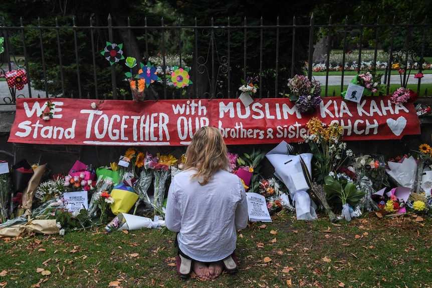 flowers laid at the Christchurch Botanical Gardens far-right extremist attack