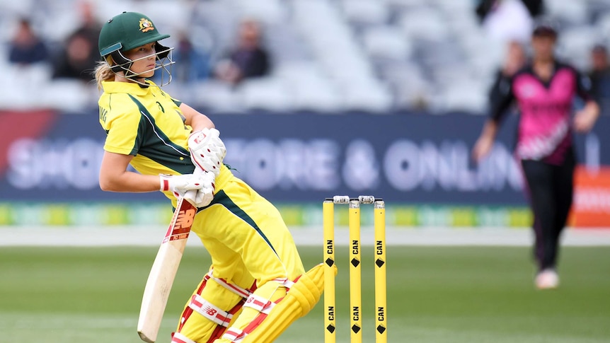 Meg Lanning sways out of the way of a ball