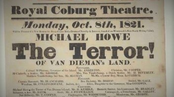 Poster for Michael Howe The Terror of Van Diemen's Land play.