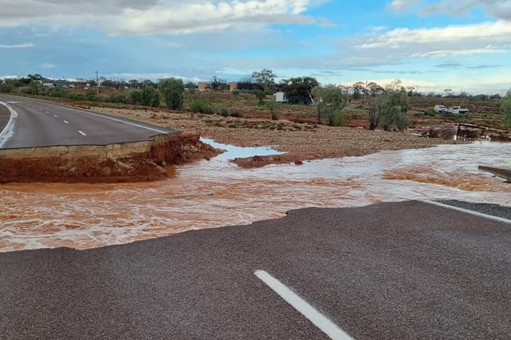 The Olympic Dam Highway washed away by floodwaters.