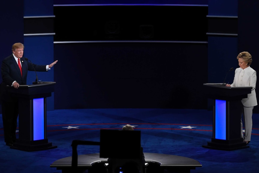 Donald Trump and Hillary Clinton at the third presidential debate at UNLV