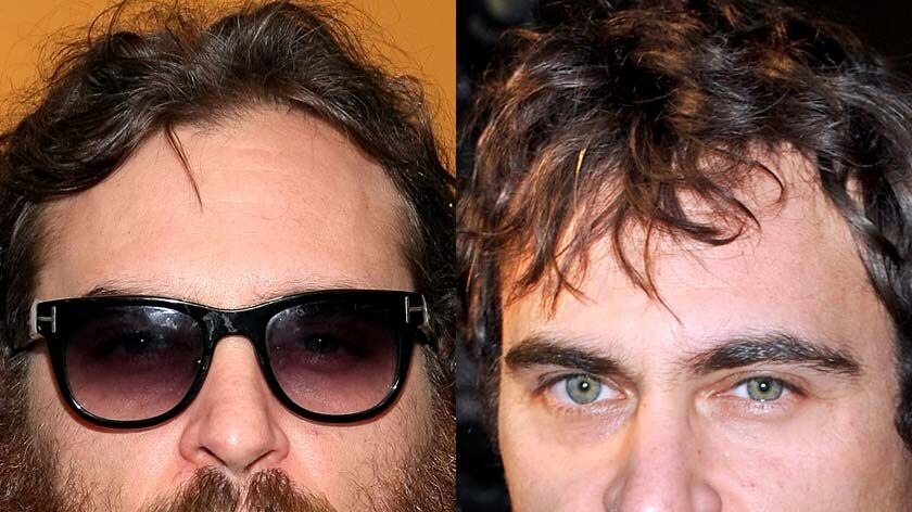 Joaquin Phoenix in February 2009 and in April 2010